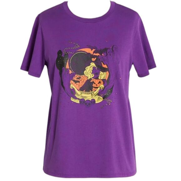 NWT ModCloth Halloween Tee Shirt Purple Organic Cotton Size L - Picture 1 of 11